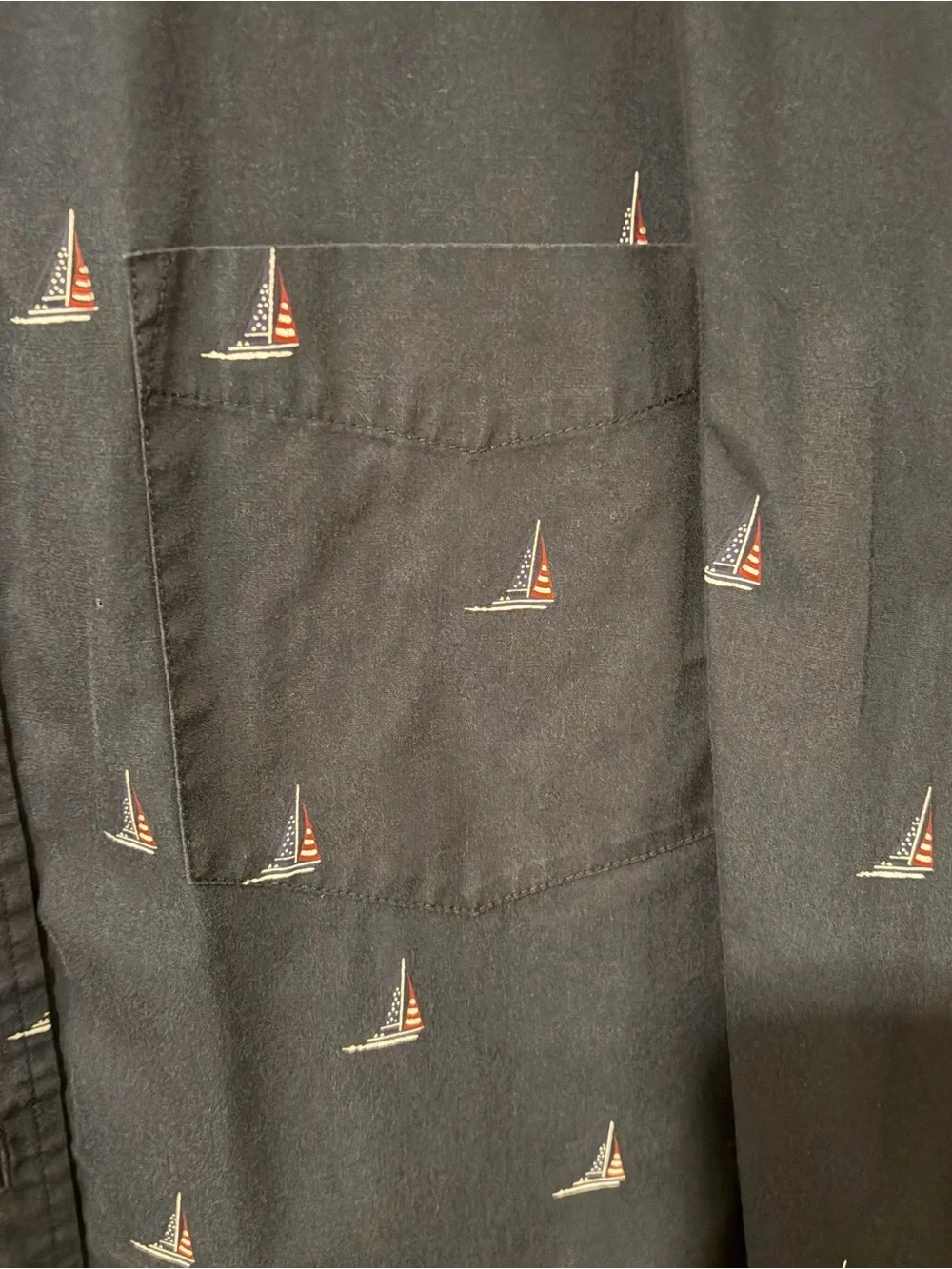 croft & barrow Navy Short-Sleeve Button-Down with Sailboat Motif 2XB